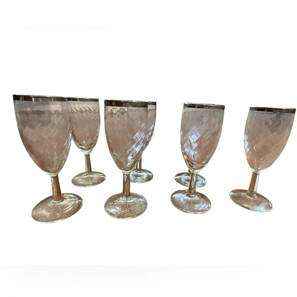 Vintage Silver-rimmed Champagne Flutes Mid-Century Modern Hollywood Regency 7 - Picture 9 of 13